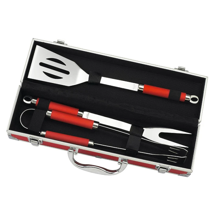 Malette 3 Ustensiles Pour Barbecue Ou Plancha Le Marquier - Rouge 3 Malette 3 Ustensiles Pour Barbecue Ou Plancha Le Marquier - Rouge