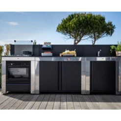 Cuisine D'extérieur ENO Modulo Inox Et Noir Pour Plancha - 3 Modules Avec Cuisinière