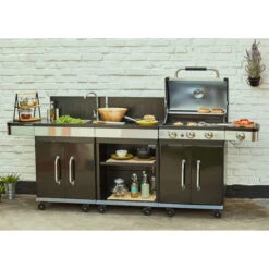 Pack Cuisine Extérieure FIDGI 3 Avec Barbecue Gaz + Desserte + Evier
