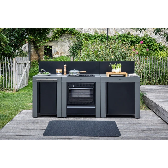 Cuisine D'extérieur ENO Modulo Acier Pour Plancha - 3 Modules Avec Cuisinière Et Desserte Félix 3 Cuisine D'extérieur ENO Modulo Acier Pour Plancha - 3 Modules Avec Cuisinière Et Desserte Félix