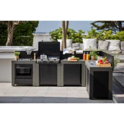 Cuisine D'extérieur ENO Modulo Acier Pour Plancha - 5 Modules Avec Cuisinière -Barbecue Passion Soldes Magasin cuisine modulo 5 cuisiniere 1