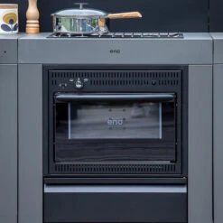 Modulo Cuisinière Four Et Plaque - Gris Acier - Cuisine D'extérieur ENO -Barbecue Passion Soldes Magasin mod7005 cuisiniere modulo gris cuisine exterieur eno ambiance