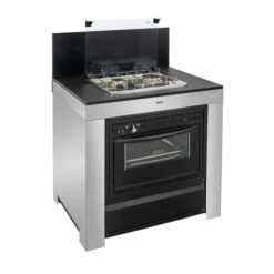 Modulo Cuisinière Four Et Plaque - Inox Et Noir - Cuisine D'extérieur ENO -Barbecue Passion Soldes Magasin mod8505 1 cuisine exterieur modulo combine noir et inox eno