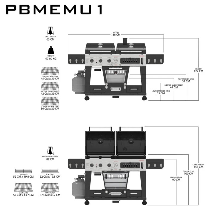 Barbecue Pit Boss MEMPHIS ULTIMATE Mixte Gaz, Charbon Et Fumoir électrique 4 Barbecue Pit Boss MEMPHIS ULTIMATE Mixte Gaz, Charbon Et Fumoir électrique – Image 2
