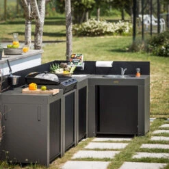 Modulo Plan De Travail - Gris Acier - Cuisine D'extérieur ENO -Barbecue Passion Soldes Magasin pmod7001 modulo standard acier cuisine exterieur eno 8 min