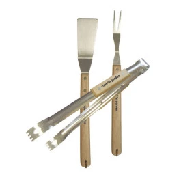 Kit 3 Accessoires Barbecue : Pince + Fourchette + Spatule Inox Et Bois Cook'In Garden 3 Kit 3 Accessoires Barbecue : Pince + Fourchette + Spatule Inox Et Bois Cook'In Garden
